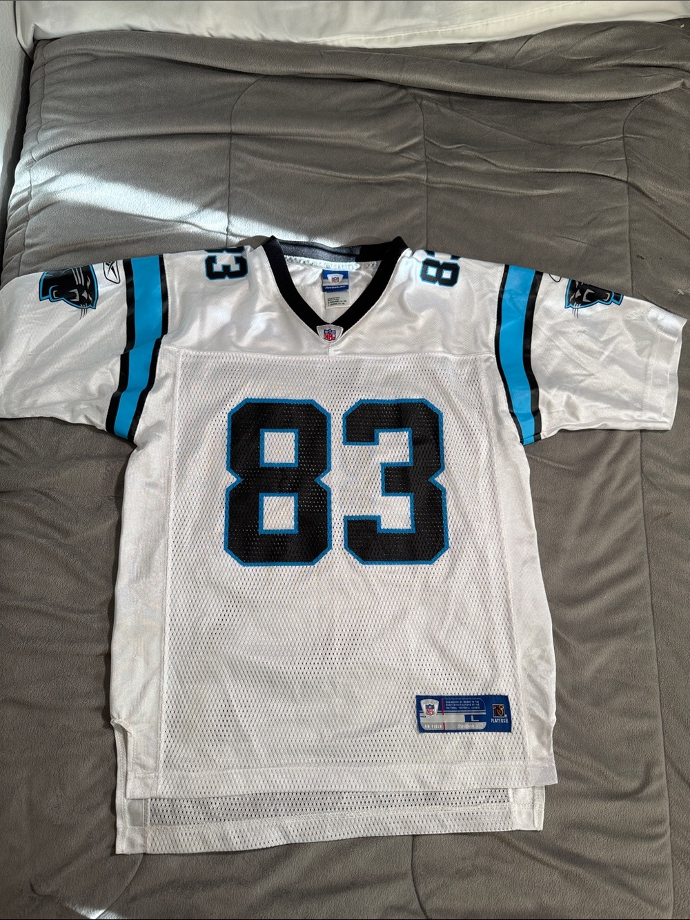 Reebok for NFL boys youth Carolina Panthers on field Jersey #83 Colbert Sz L